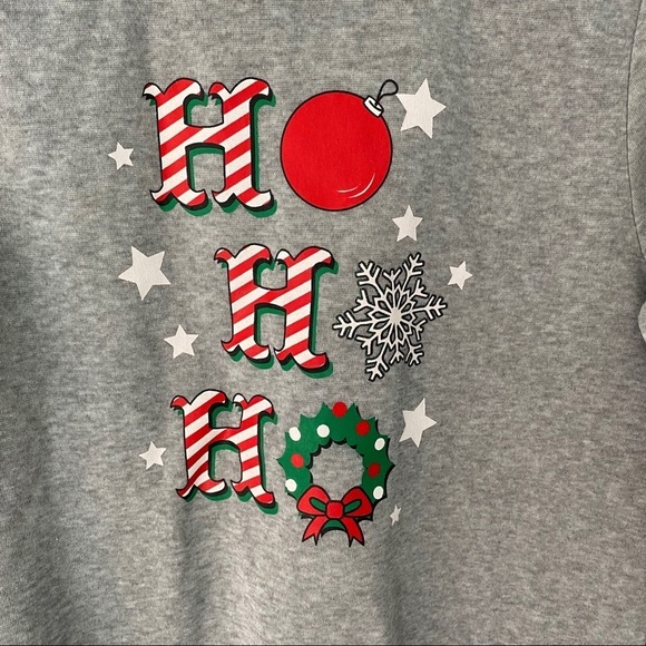 Ugly Sweater Christmas Happy Holidays Gray Fleece Ho Ho Ho Logo Adult Sweater - Picture 4 of 9